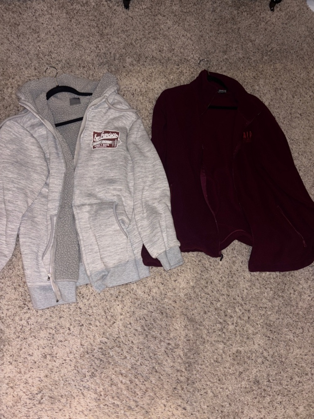 MV Sport Gray Sherpa-Lined Zip Hoodie